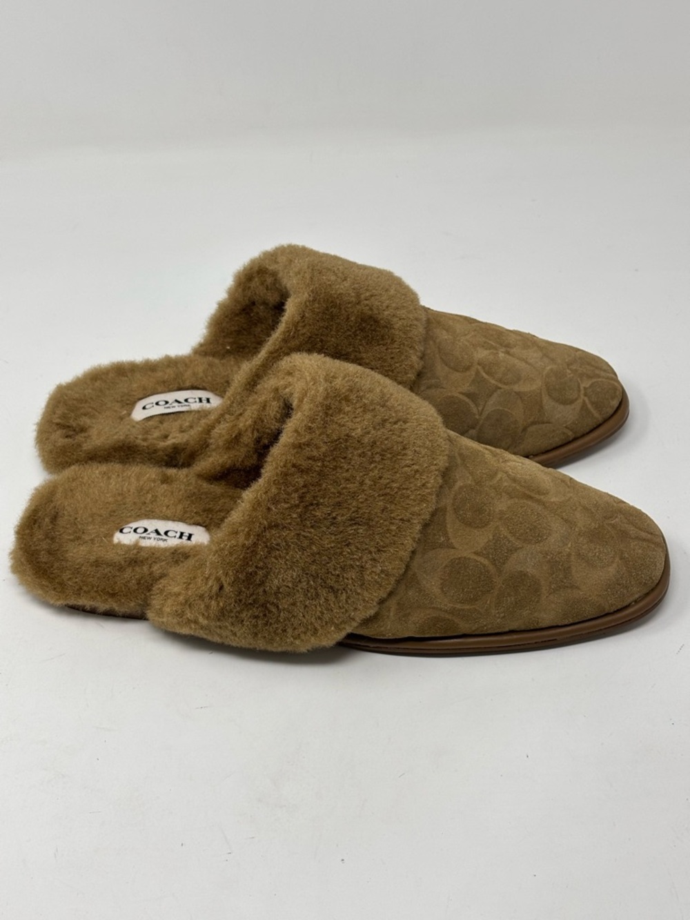 Coach Sherpa Flat Mules Signature Suede Size 7 - Picture 4 of 10